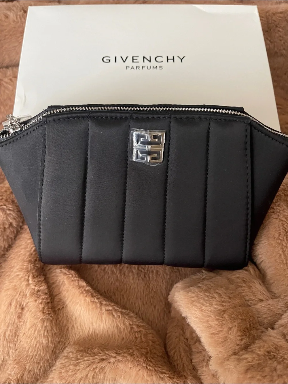 Givenchy Black Quilted Logo Cosmetic Pouch